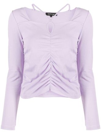 Tout &agrave; Coup ruched cotton T-Shirt - women - Cotton - S - Purple