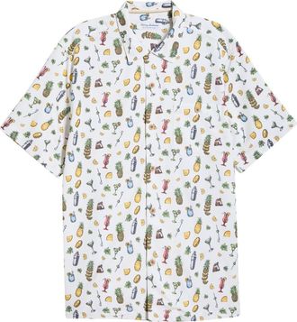 Tommy Bahama Coastal Ease Shake & Sip IslandZone Short Sleeve Button-Up Shirt in Light Sanddollar at Nordstrom, Size Xxx-Large