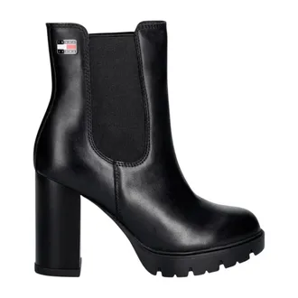 Tommy Jeans Schoenen, Dames, Zwart, 41 EU, Leer, Chelsea Enkellaars