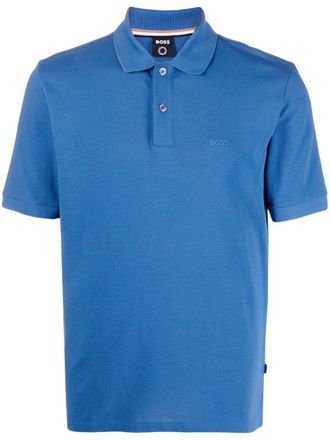 BOSS embroidered-logo polo shirt - men - Cotton - 3XL - Blue