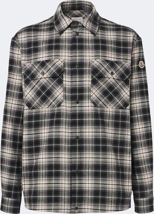 Moncler Camisa de franela de algod&oacute;n a cuadros