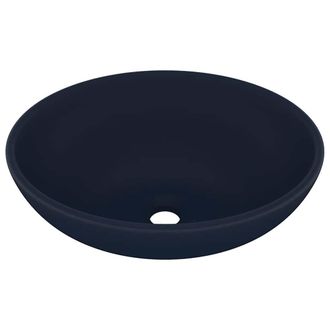 vidaXL Vidaxl - Lavabo De Lujo Ovalado Cer&aacute;mica Azul Oscuro Mate 40x33 Cm