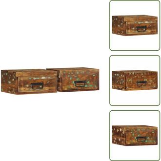 vidaXL Comodino in legno di recupero - vidaXL Comodini da Parete 2pz in Legno Massello di Recupero - Comodino in legno massello