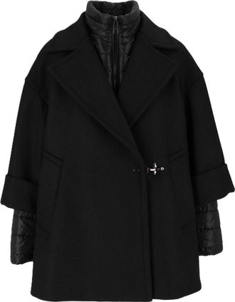 Fay Black Layered Quilted Inner Short Coat