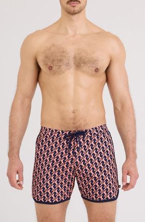 Saxx Harbormaster 2N1 5-Inch Swim Trunks in Seahorse Chn-Lt Crl at Nordstrom, Size Xx-Large