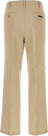 Prada Mens Sand Linen Pant Sabbia Exterior: Pantaloni Trousers
