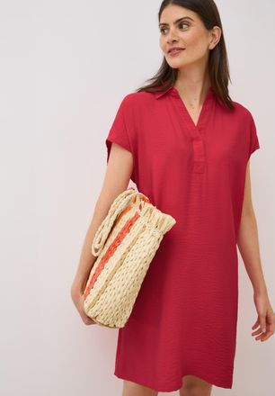 Cecil Hemdblusenkleid CECIL, Damen, Gr. M (40), N-Gr, rot (glazed apple rot), Web, Obermaterial: 88% Viskose, 12% Polyamid, unifarben, bequem kniefrei, V-Au