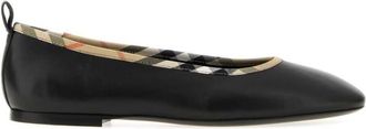 Burberry Black Leather Ballet Flats