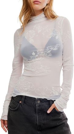 Free People You Decide Lace Mesh Top in Ivory at Nordstrom, Size X-Small