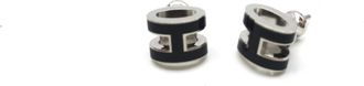 Herm&egrave;s Mini Pop H Earrings In Black Womens Enamel (Pre-Owned)