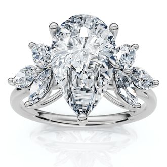 Pompeii3 Certified 3.20Ct Rayuka Pear Diamond Engagement Ring 14k Gold or Pt Lab Grown