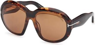 Tom Ford Authentieke Angellica Bril - Premium Kwaliteit - unisex - Zonnebrillen - Bruin - 58 MM - Accessoires