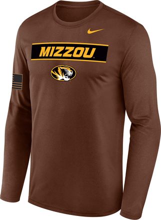 Nike Missouri 2026 Military Appreciation Legend Nike Mens Dri-FIT College Long-Sleeve T-Shirt in Brown | IV9892-255