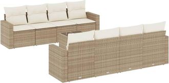 vidaXL Set De Sof&aacute;s De Jard&iacute;n 9 Pzas Con Cojines Rat&aacute;n Sint&eacute;tico Beige Vidaxl