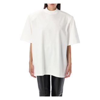 The Attico Off-White Cotton T-Shirt with Ribbed Collar
