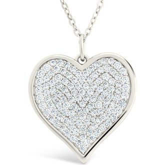 Sterling Forever Small Cubic Zirconia Heart Pendant Necklace in Silver at Nordstrom