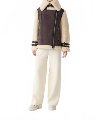 Mackage Womens Rhoslyn Shearling Jacket In Coffee Natural