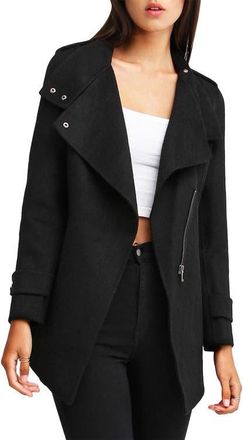 Belle & Bloom Bad Girl Wool Blend Moto Coat in Black at Nordstrom, Size Medium
