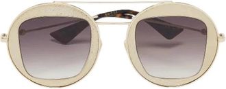 Gucci Pre-owned Ronde Montuur Glazen Zonnebril - Dames - Vintage Accessoires - Beige - ONE Size - Vintage