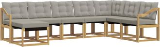 vidaXL Conjunto De Sof&aacute;s De Exterior 8 Uds. Blanco Y Gris Claro Vidaxl