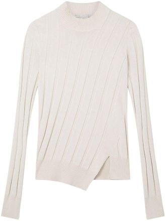 Stella McCartney asymmetric-hem knit jumper - women - Viscose/Polyester - S - Neutrals
