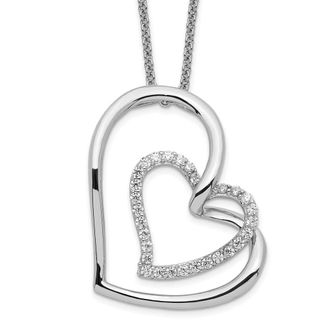 Diamond2Deal Sterling Silver Antiqued Cubic Zirconia Thank You Mother Hearts Necklace
