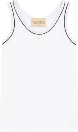 Valentino Cotton Jersey Top - Dames - Tops zonder mouwen - Wit - M - Katoen - Tops