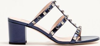 Valentino Garavani Rockstud Slide Sandal In Laminated Nappa With Cabochon 60Mm Wo