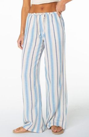 Roxy Iyla 2 Stripe Wide Leg Drawstring Pants in Cerulean at Nordstrom, Size X-Small