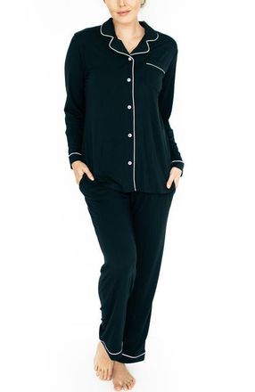 Kindred Bravely Clea Long Sleeve Pajama Set in Black at Nordstrom, Size X-Large