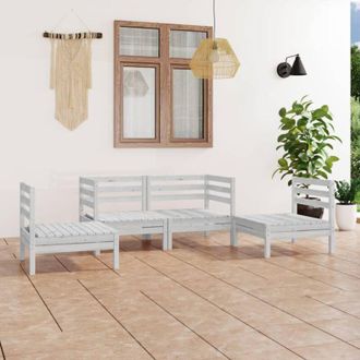 vidaXL Set Divani da Giardino 4 pz Bianco in Legno Massello di Pino vidaXL