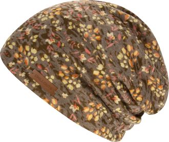 Chillouts Beanie CHILLOUTS Linz Hat, Damen, braun, Baumwollmischung, M&uuml;tzen Beanie, Feminine Beanie mit verspieltem Bl&uuml;tenprint