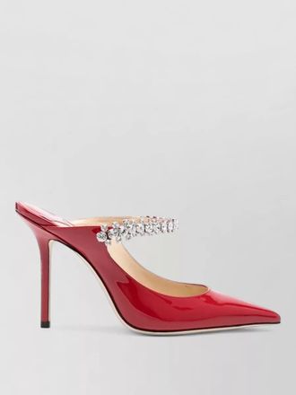 Jimmy Choo London crystal strap velvet pumps 100 stiletto heel