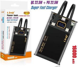 Trade Shop Trade Shop - Banco De Potencia 16000mah 22.5w Tm16003 Qc + Pd Super Fast Carger Qc 22.5w Led Pantalla
