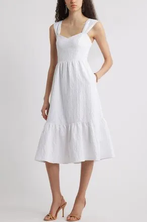 Chelsea28 Sweetheart Jacquard Midi Dress in White at Nordstrom Rack, Size X-Large