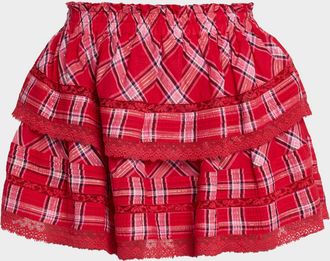 LoveShackFancy Tartan Ruffle Mini Skirt