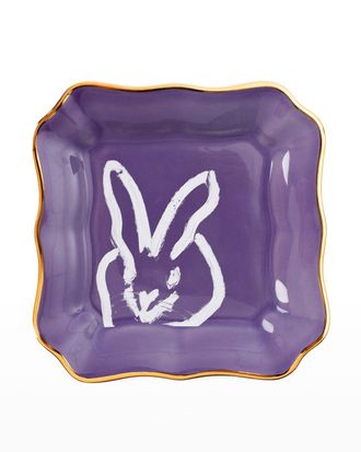 Hunt Slonem Portrait Plate with Gold Rim - Purple