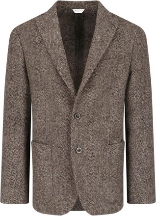 Boglioli Brown Textured Wool Classic Notch Lapel Blazer