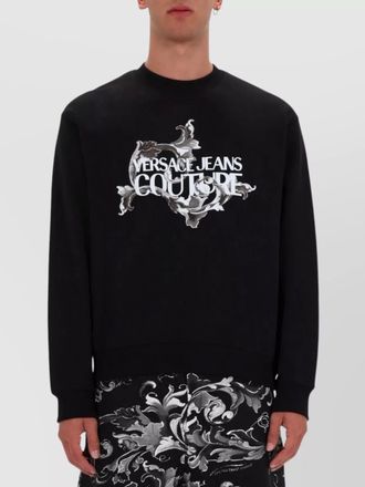 Versace Jeans Couture ribbed hem long sleeve crew neck sweater