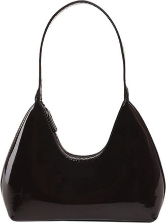 Generic Shoulder Bags, Compatible For Womens Solid Colors Patent Leather Crescent Bag Small Handbag Ladies Totes(Coffee)