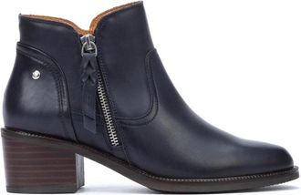 Pikolinos Blauwe Leren Enkellaars - Dames - Dames - Laarzen met Hak - Blauw - 35 EU - Leer - Schoenen