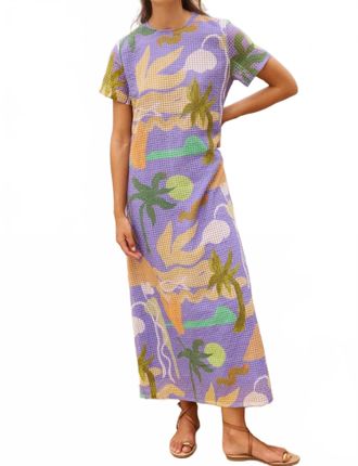 Oliphant Short Sleeve Shift Maxi Dress In Paradiso