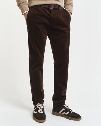 GANT Men Slim Fit Corduroy Chinos (42/34) RICH BROWN