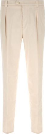 Brunello Cucinelli White Regular Flat Front Pants