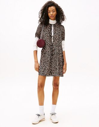 Tommy Hilfiger Womens Tommy Jeans Tie-Front Mini Dress - Brown - L