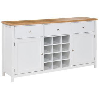 Beliani Beliani - Aparador 2 Puertas Con Estantes Caj&oacute;n Y Botellero Almacenaje De Estilo Moderno Elegante Blanco Lucaston