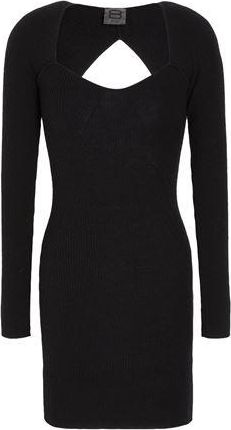 8 by YOOX RIB-KNIT HEART NECK MINI DRESS