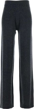 Allude Broeken, Dames, Grijs, S, Wol, Luxe Wijde Grijze Broek
