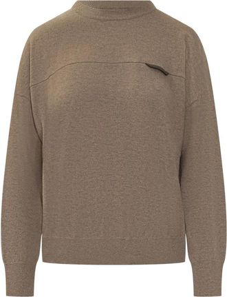 Brunello Cucinelli Wollen Trui - Dames - Ronde hals truien - Bruin - S - Wol - Truien & Vesten