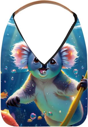 Generic Lovely Koala Swims Underwater Reusable Lightweight Grocery Bags - Foldable Into Compact Pouch, Washable & Sturdy, Multipurpose for Shopping and Travel
